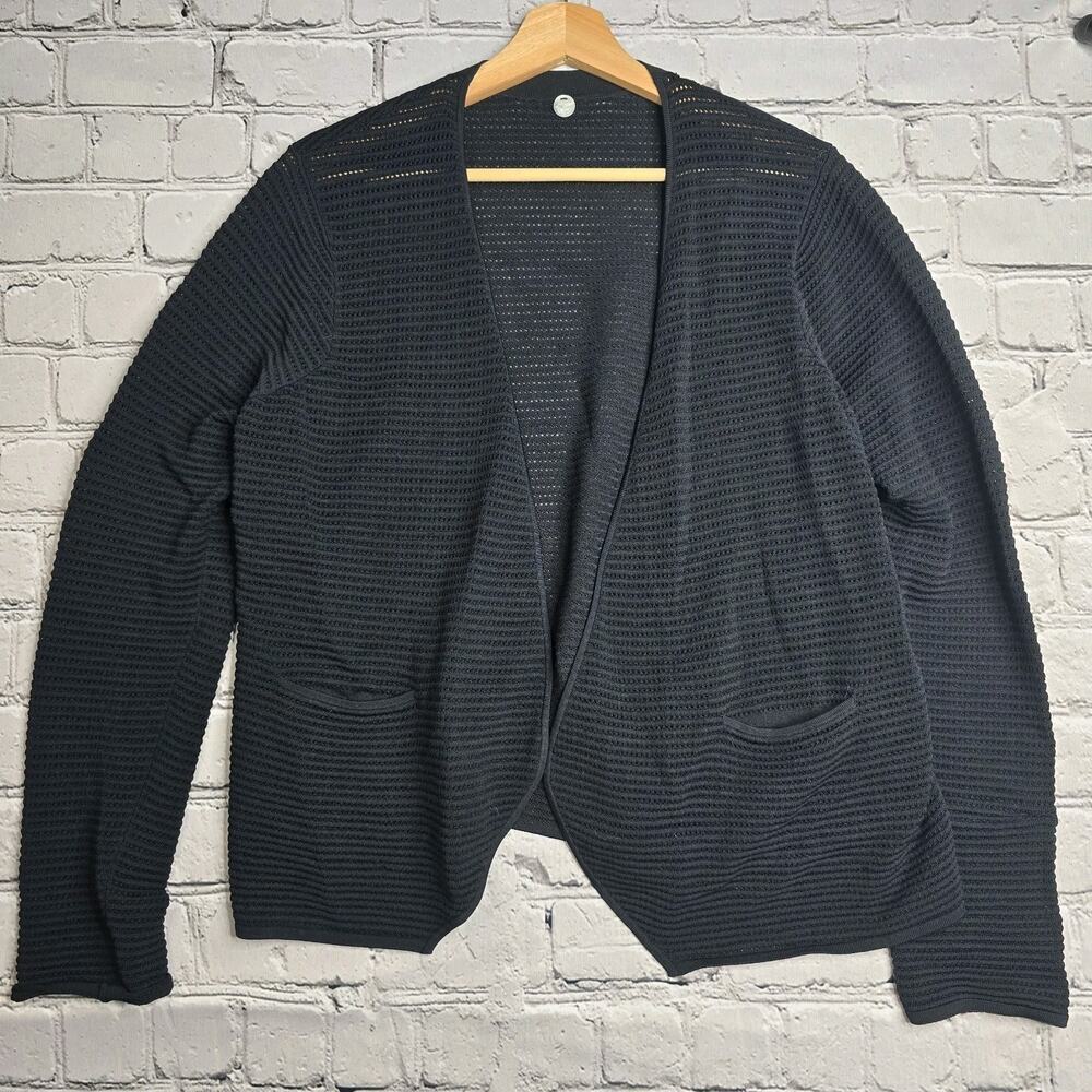 Margaret O'leary Black Crochet Knit Open Cardigan Sweater Size‎ Medium?